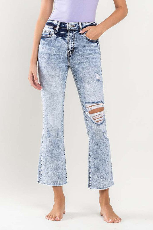 Liberty High Rise Distressed Crop Flare Jeans