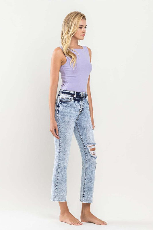 Liberty High Rise Distressed Crop Flare Jeans