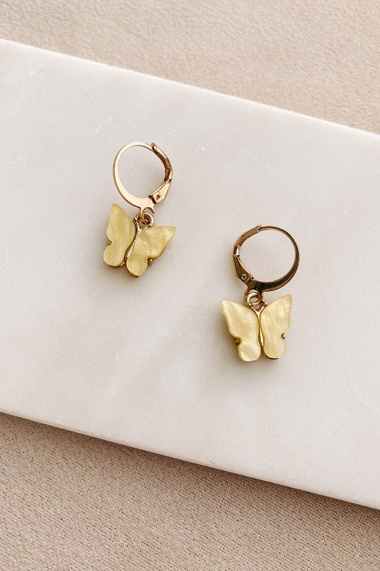 Butterfly Earrings - Yellow