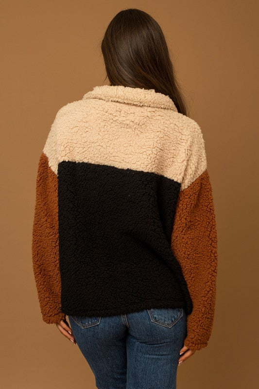 Just Chill Color Block Sherpa Top