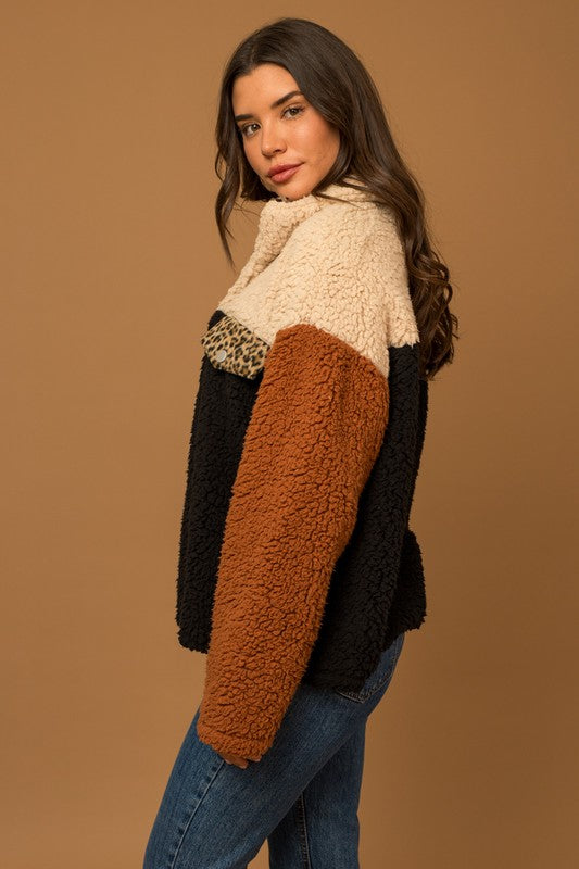 Just Chill Color Block Sherpa Top