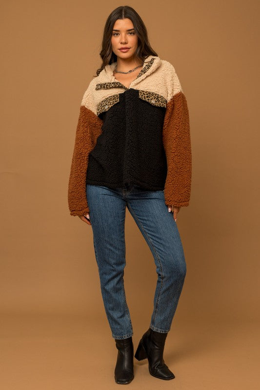 Just Chill Color Block Sherpa Top