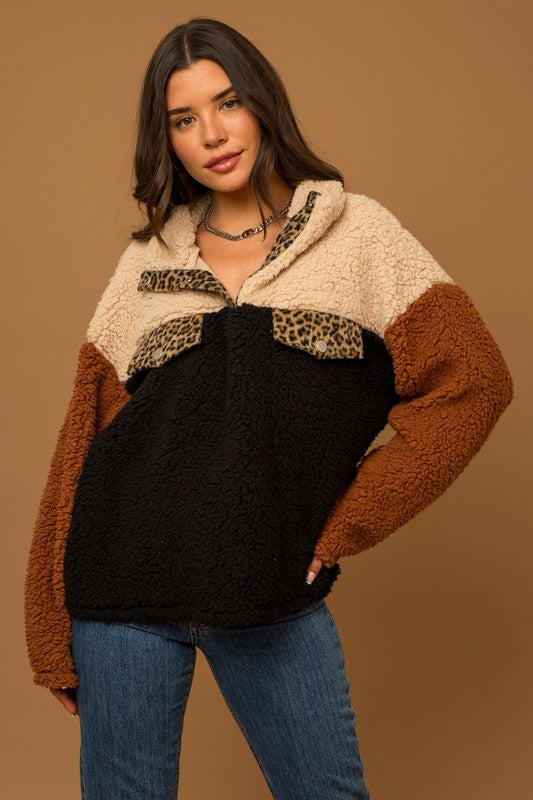 Just Chill Color Block Sherpa Top