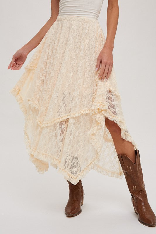 Lainey Lace Tier Midi Skirt