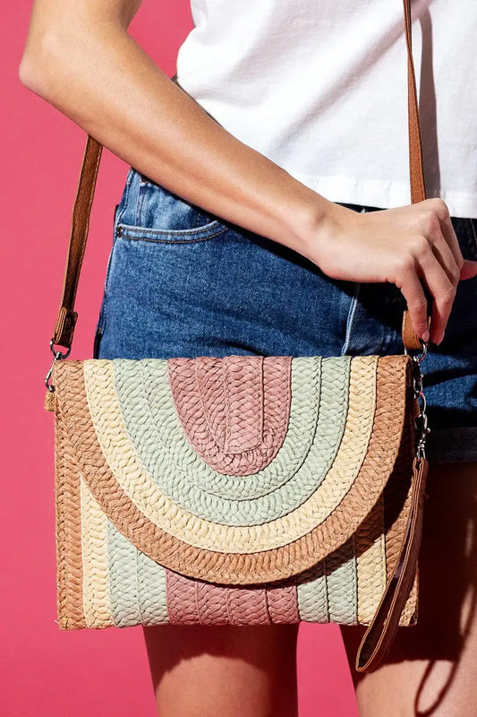 Ayla Multi-Colored Striped Straw Women's Crossbody Bag