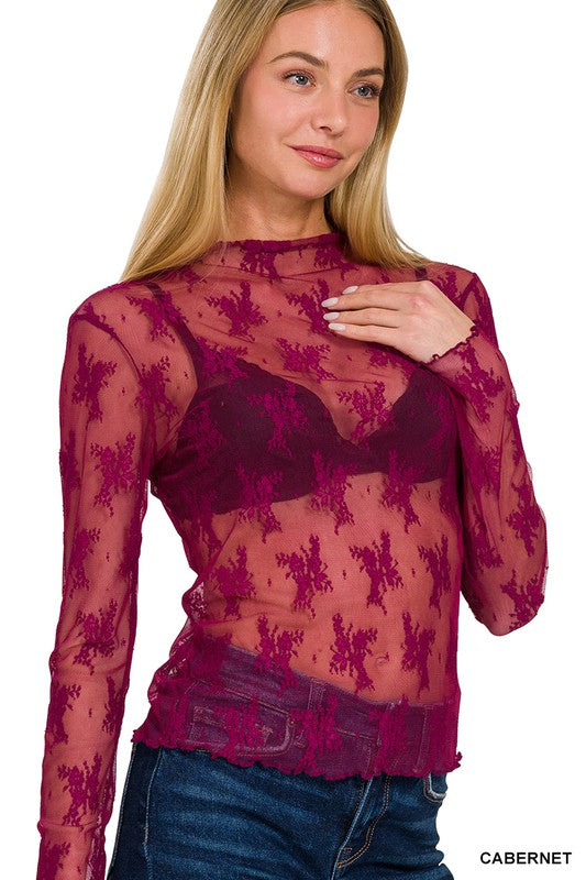 Lace Layering Top - Cabernet