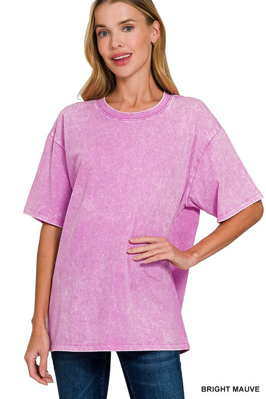 Blake Washed Short Sleeve Top - Bright Mauve
