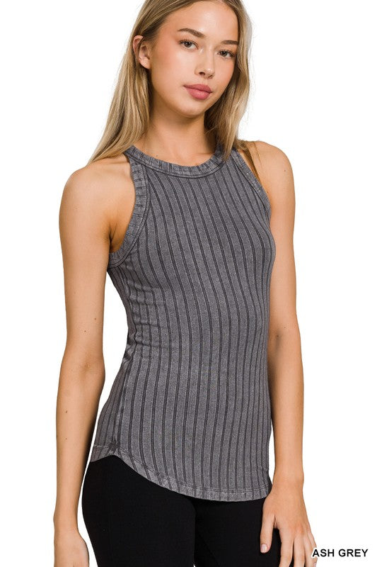 Camila Ribbed Tank - Ash Grey