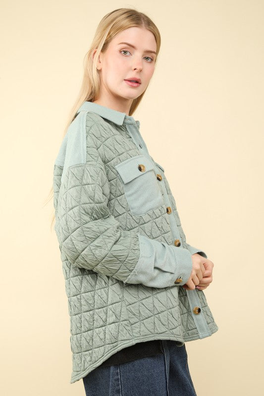 Lovely Day Quilted Jacket - Sage