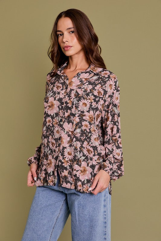 Sweet Style Long Sleeve Button Down Top