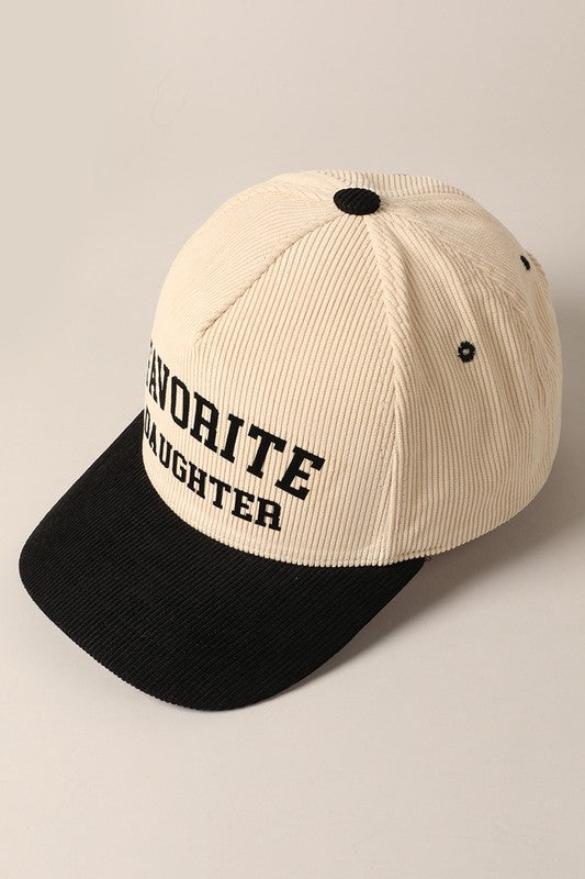 Favorite Daughter Two Toned Corduroy Baseball Cap