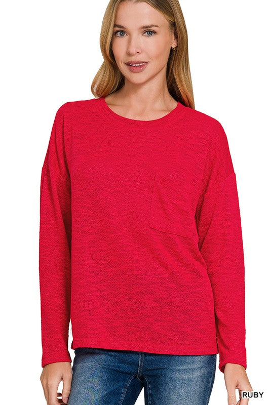 Everyday Basic Layering Long Sleeve Tee - Ruby