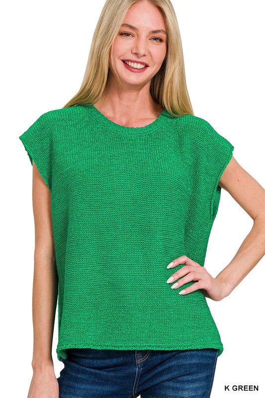 Gracie Crewneck Sweater Vest - Kelly Green