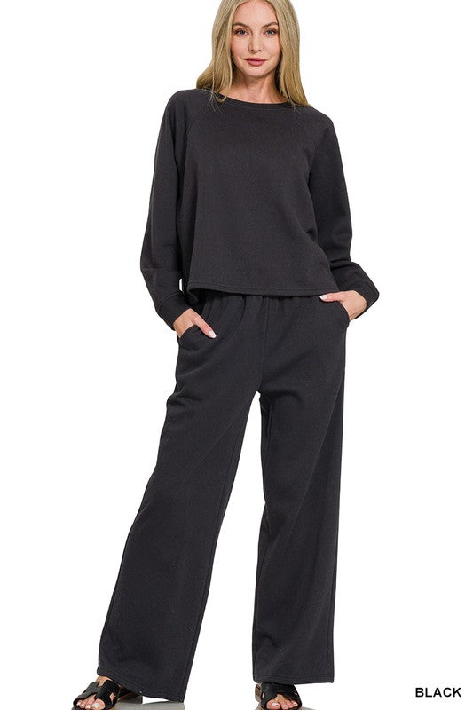 Comfort Queen Fleece Pullover & Sweatpants Set - Black