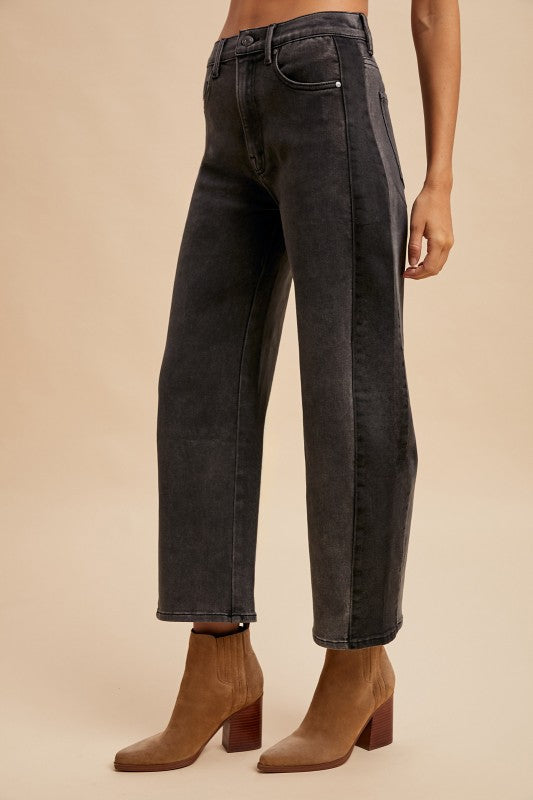 Avery Two Tone Side Panel Crop Jeans
