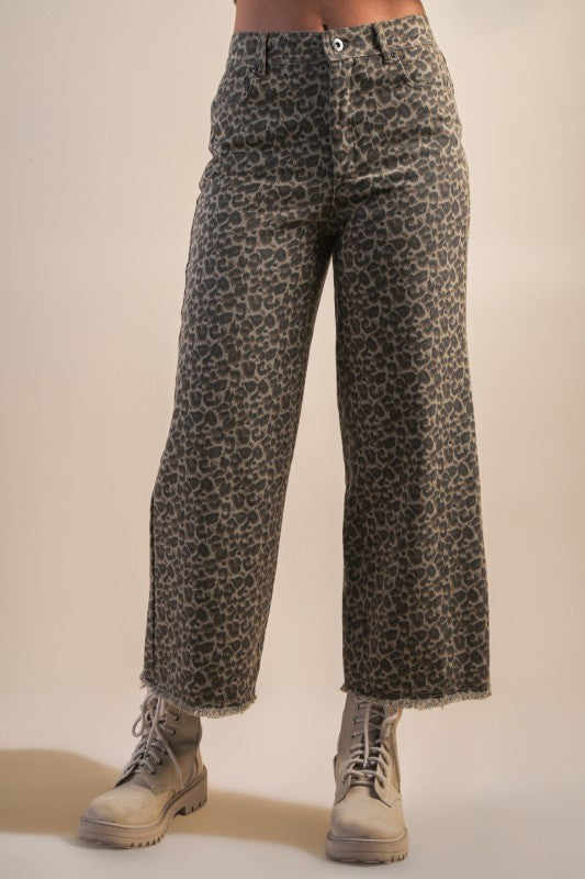 Wild One Leopard Print Wide Leg Pants