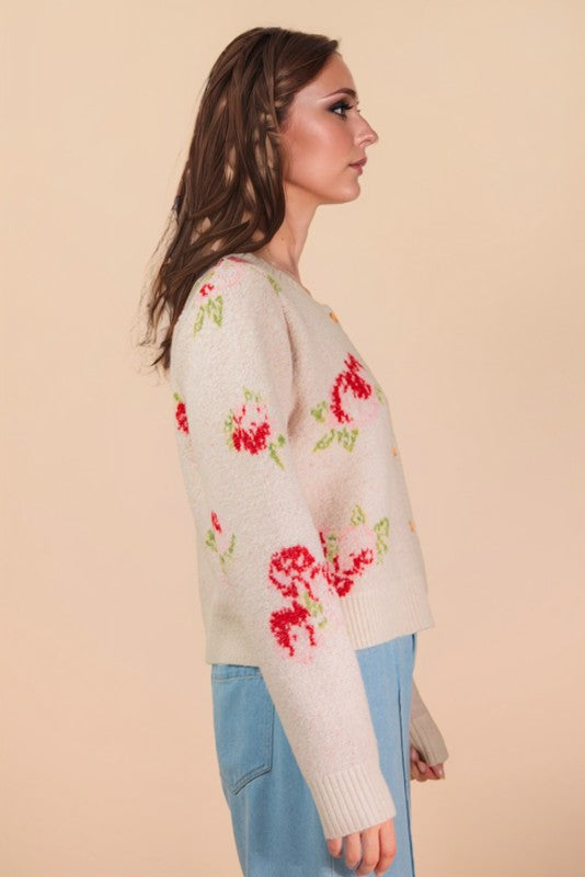 Touch Of Floral Soft Knit Cardigan