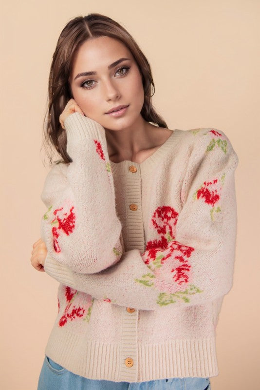 Touch Of Floral Soft Knit Cardigan