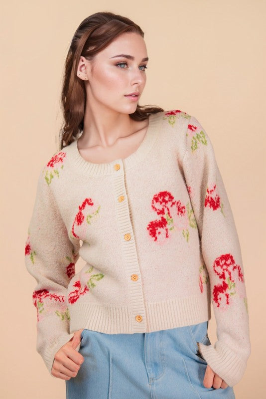 Touch Of Floral Soft Knit Cardigan