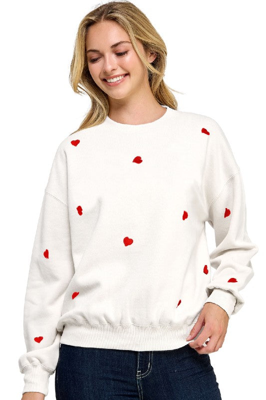 XOXO Heart Embroidery Sweatshirt