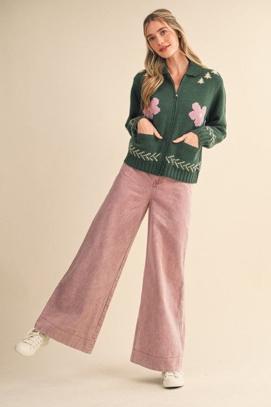 Braided Pockets High Waist Wide Leg Pants