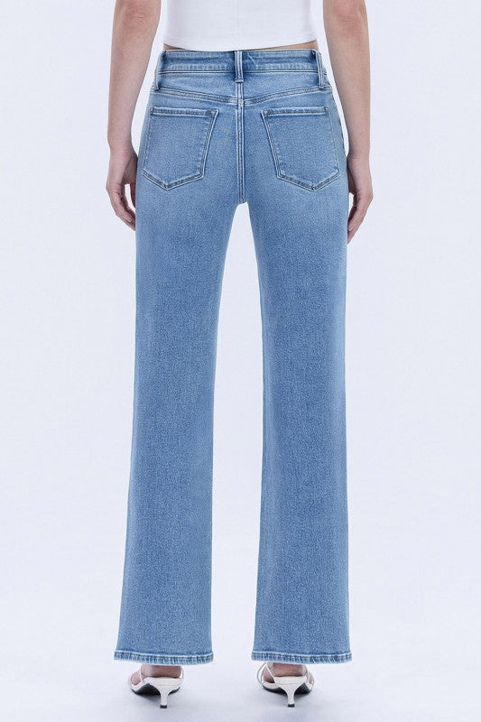 Vervet High Rise Distressed Hem Slim Wide Jeans