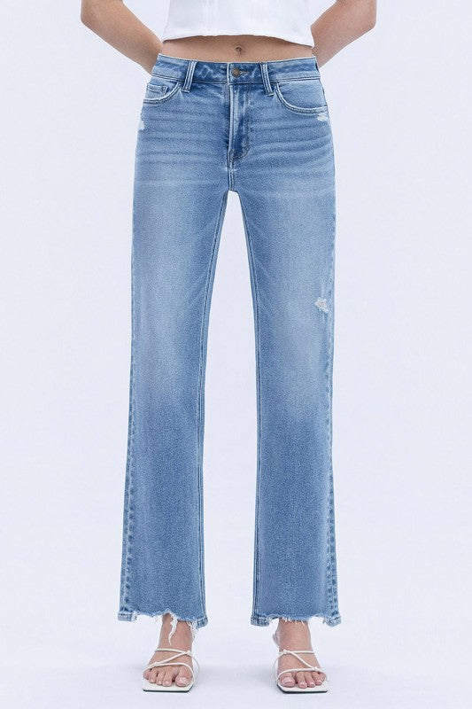 Vervet High Rise Distressed Hem Slim Wide Jeans