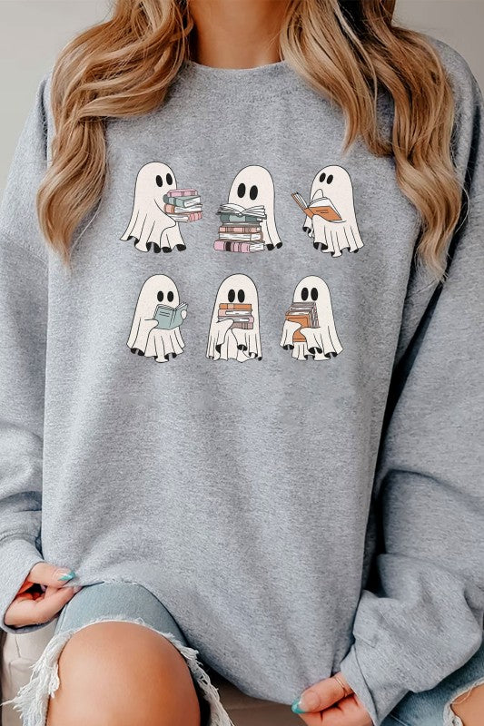 Ghosts Reading Book Graphic Sweatshirt