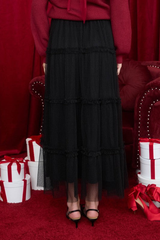 Tulle Tiered Midi Skirt