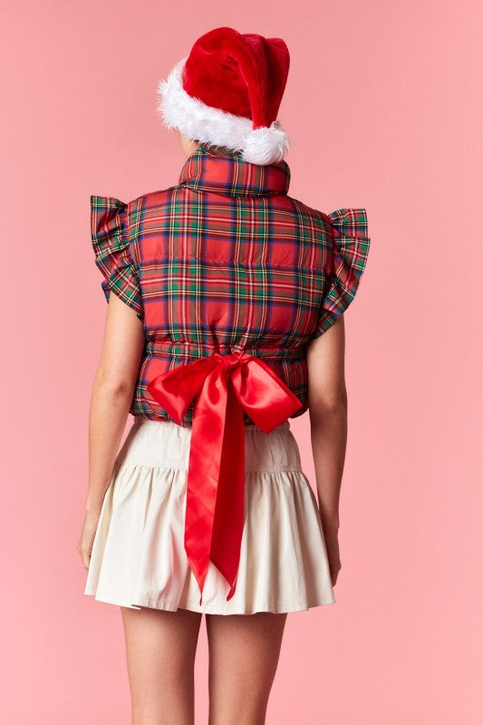 Christmas Cheer Vest With Satin Back Bow