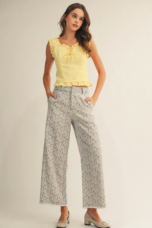 Lila Floral Denim Pants