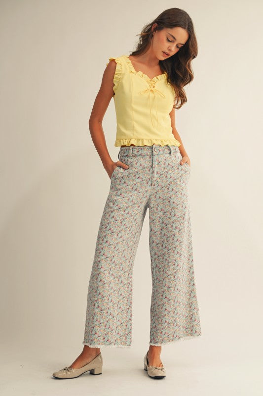 Lila Floral Denim Pants