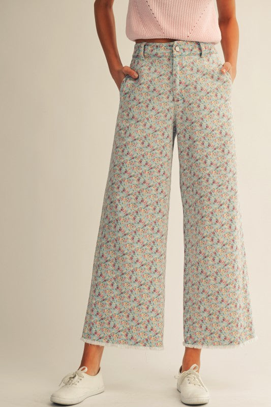 Lila Floral Denim Pants