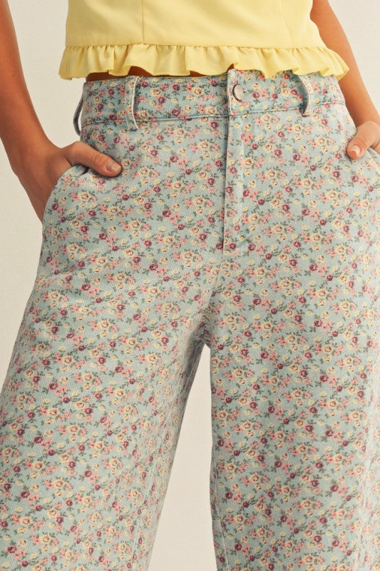 Lila Floral Denim Pants