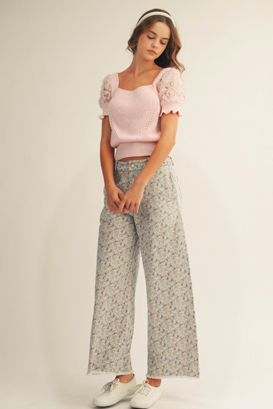 Lila Floral Denim Pants