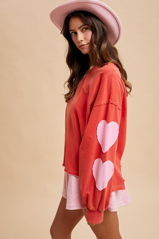 Valentine Heart Patch French Terry Sweatshirt