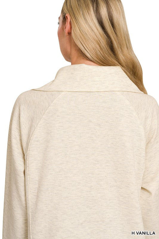 Cozy Vibes Scuba Half Zip Sweatshirt & Joggers Set - Heather Vanilla