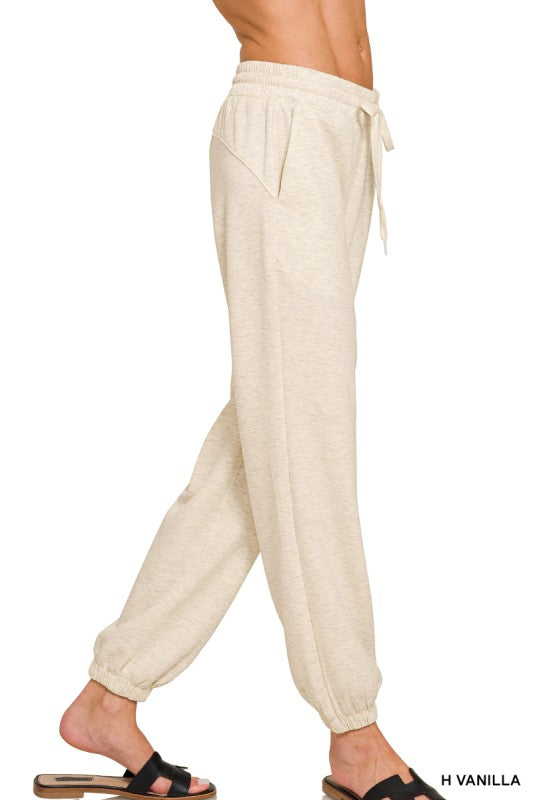 Cozy Vibes Scuba Half Zip Sweatshirt & Joggers Set - Heather Vanilla