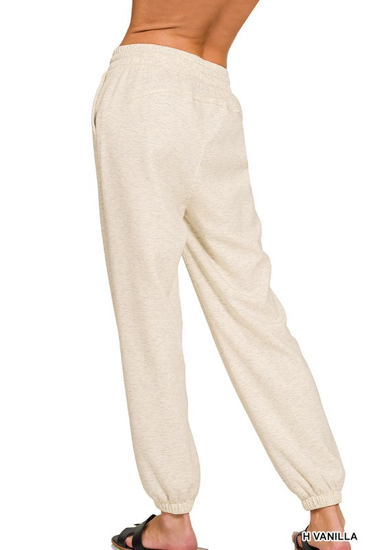 Cozy Vibes Scuba Half Zip Sweatshirt & Joggers Set - Heather Vanilla