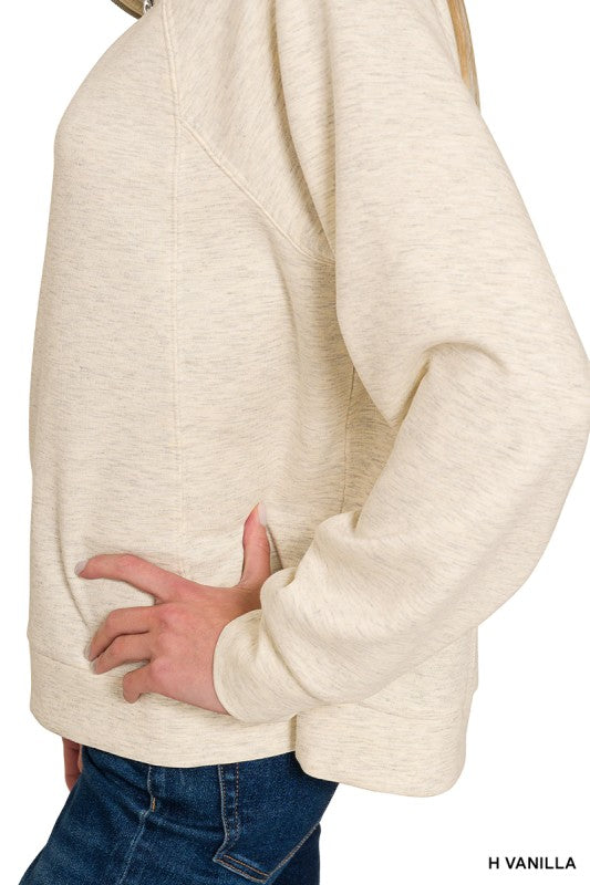 Cozy Vibes Scuba Half Zip Sweatshirt & Joggers Set - Heather Vanilla