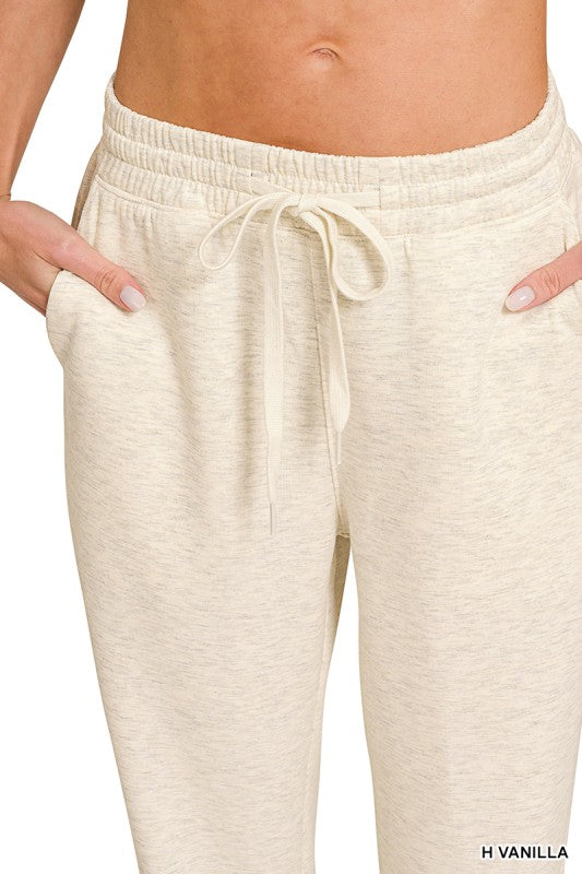 Cozy Vibes Scuba Half Zip Sweatshirt & Joggers Set - Heather Vanilla