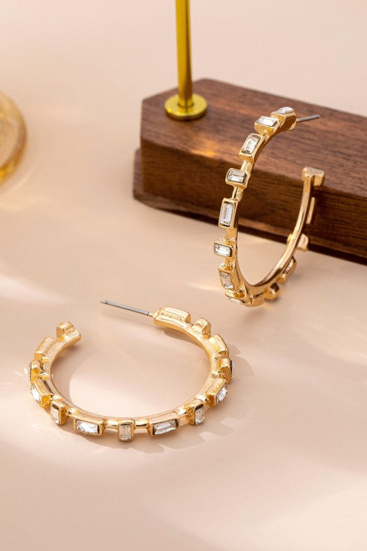 Classic Baguette Hoop Earring