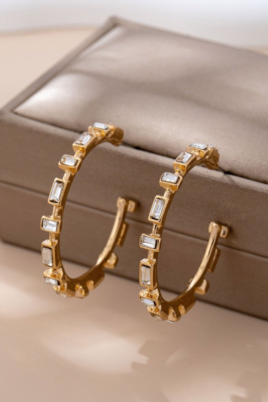 Classic Baguette Hoop Earring