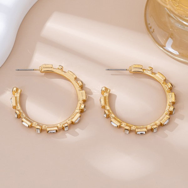 Classic Baguette Hoop Earring