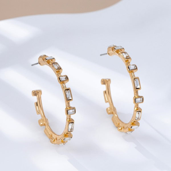 Classic Baguette Hoop Earring