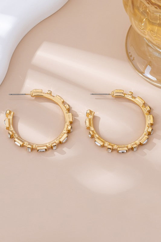 Classic Baguette Hoop Earring