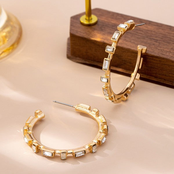 Classic Baguette Hoop Earring