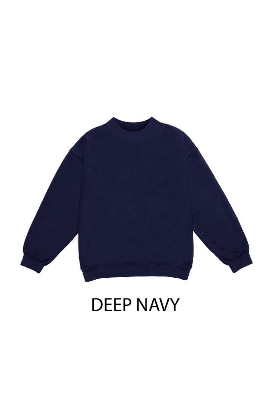 Mock Neck Pullover Sweatshirt - Navy