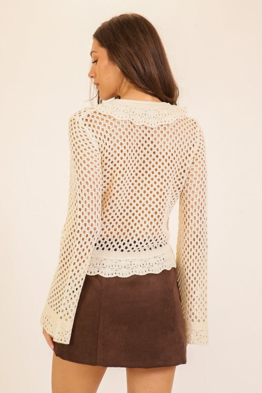 Ever After Tie Front Crochet Knit Top