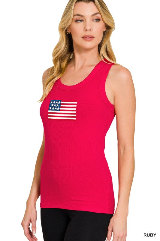 American Flag Tank - Red